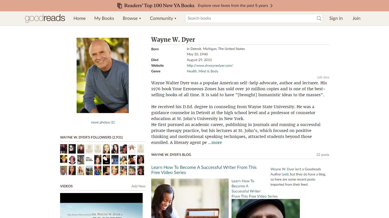 Wayne W. Dyer (Author of The Power of Intention) - Goodreads